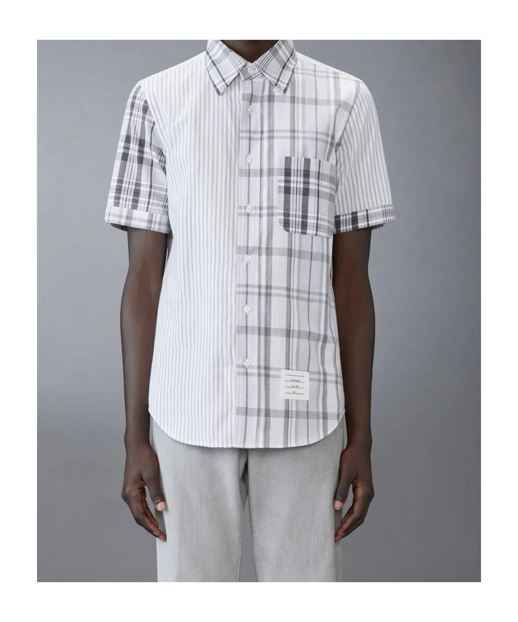 Thom Browne Straight Fit Fun Mix Button Down In Gray