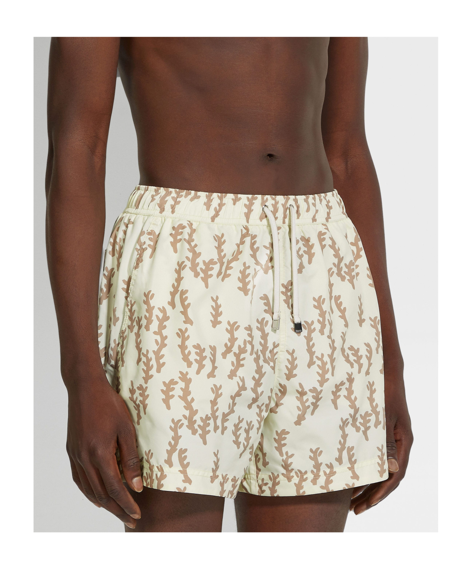 Zegna Oasi Printed Swim Trunks In Yellow