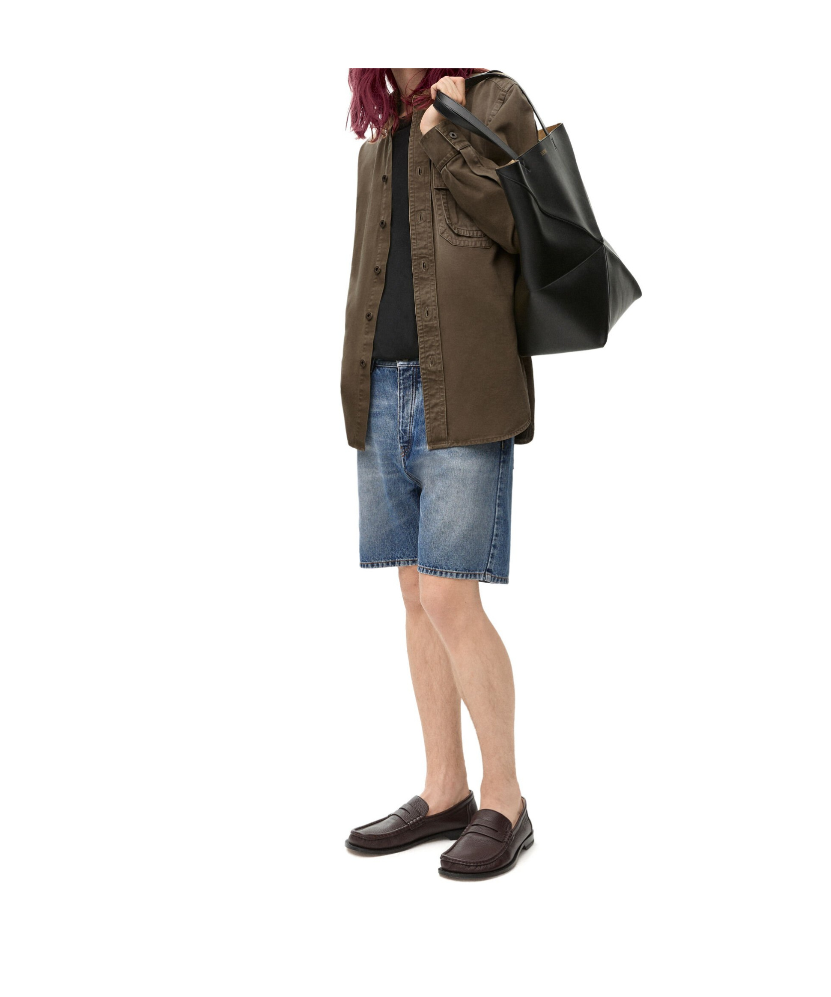 Loewe Long-sleeved Shirt Coat In Brown