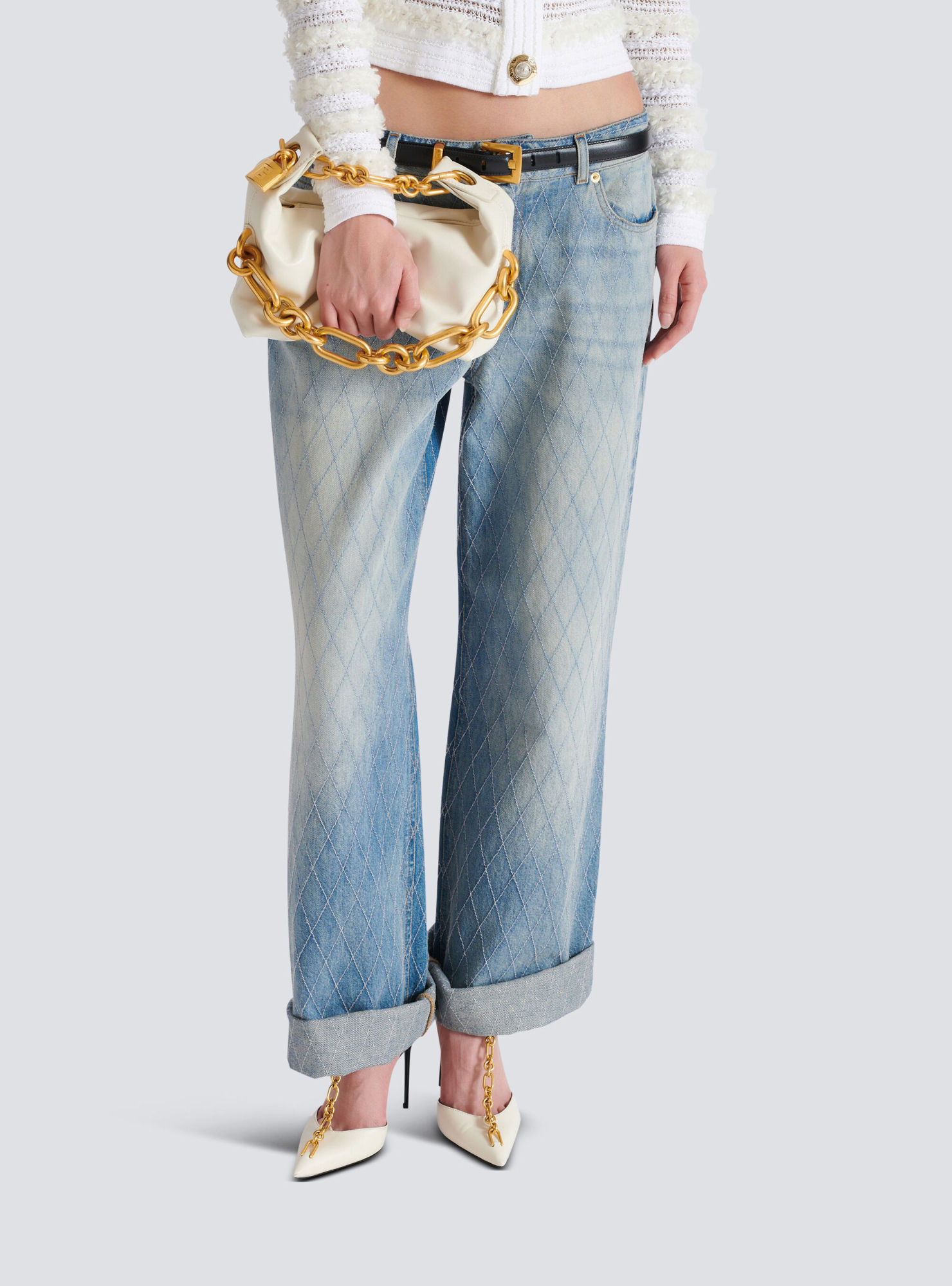 Balmain Mini Leather Sync Shoulder Bag