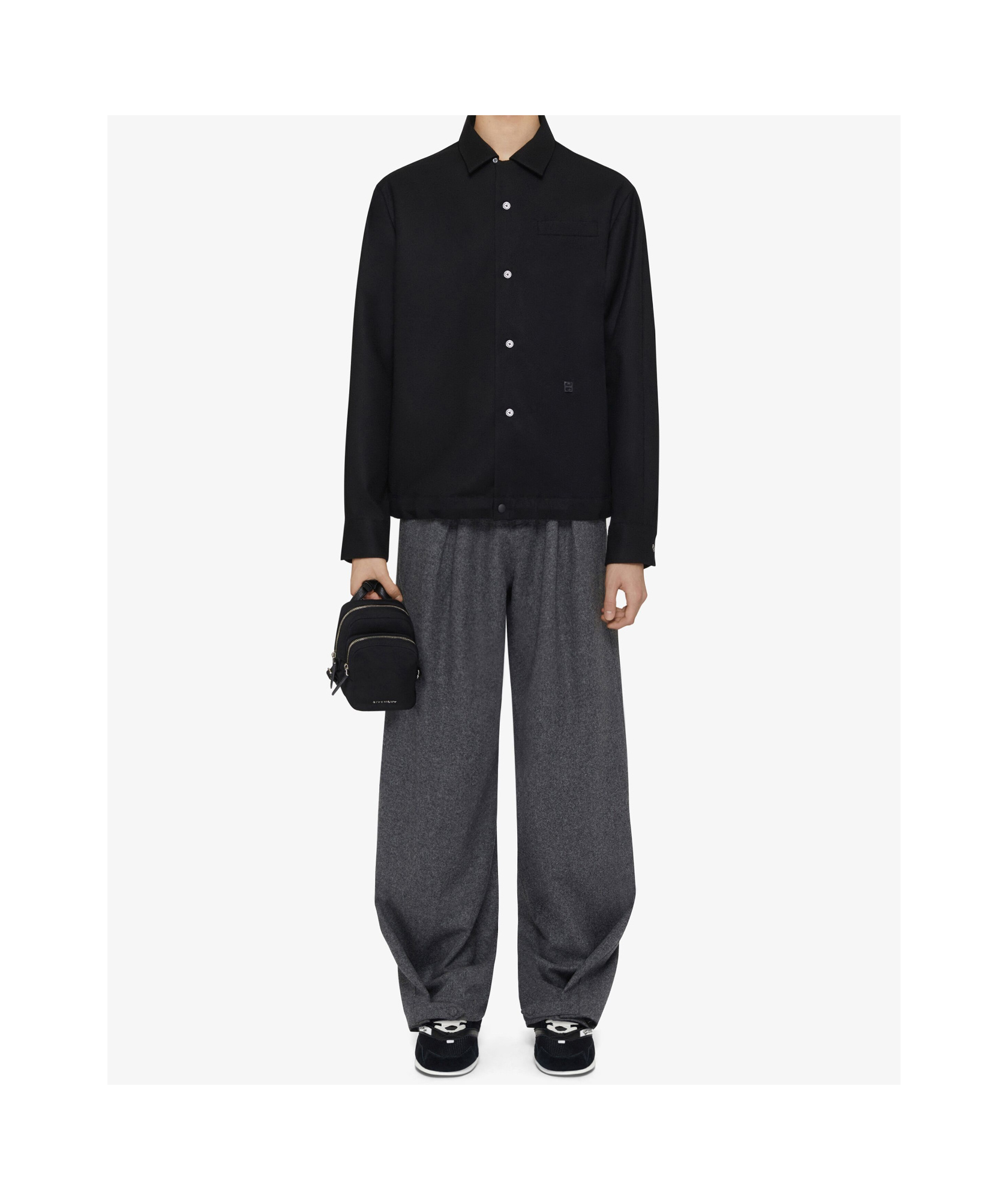 Givenchy Overshirt In Virgin Wool In Black