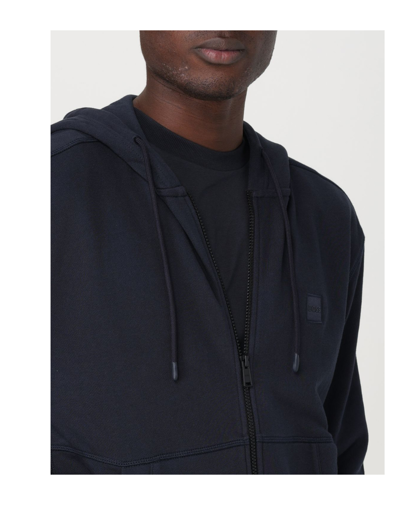 Hugo Boss Logo-patch Cotton Hoodie In Black