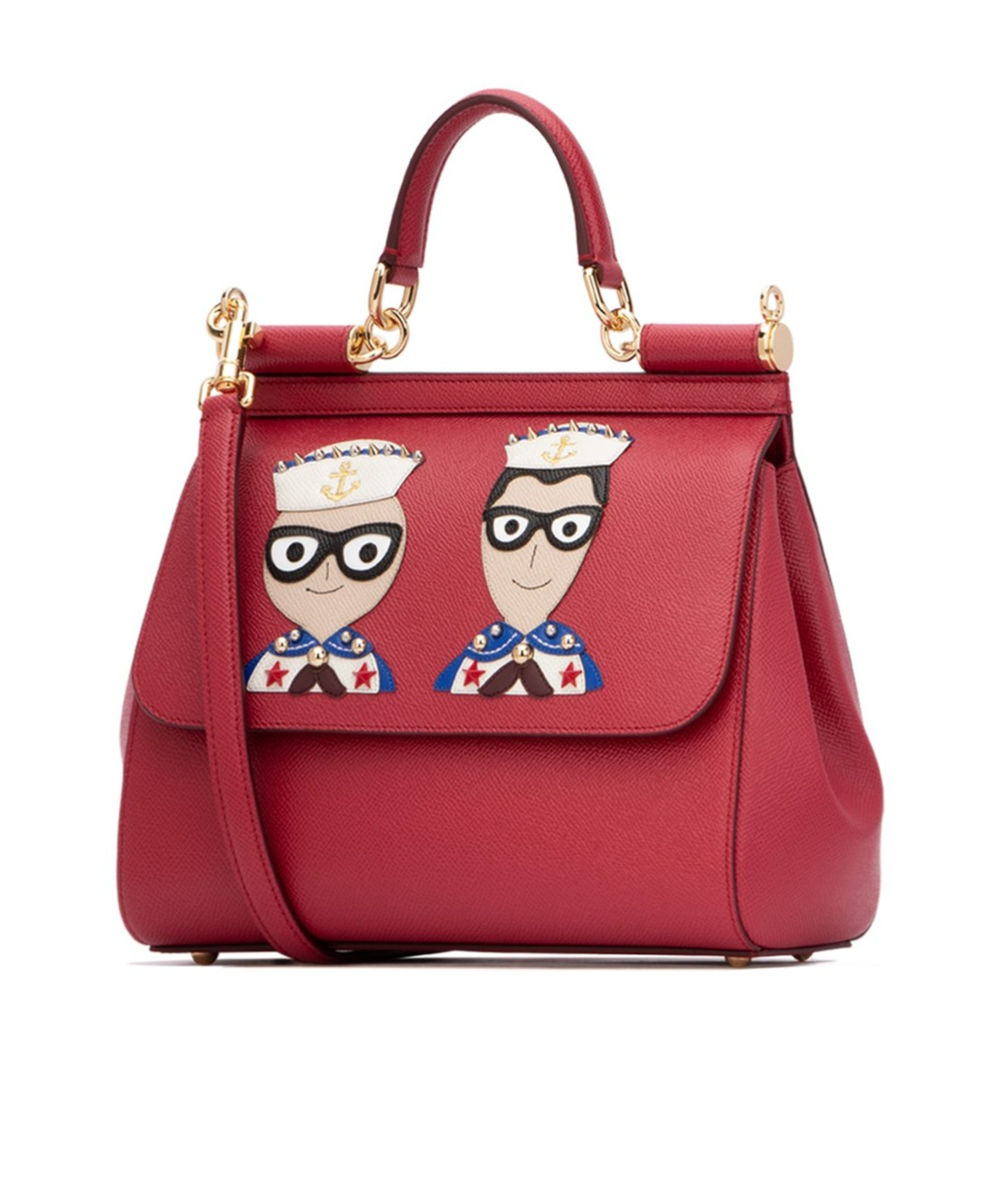 Dolce & Gabbana Sailor Patch Shoulder Bag In Red
