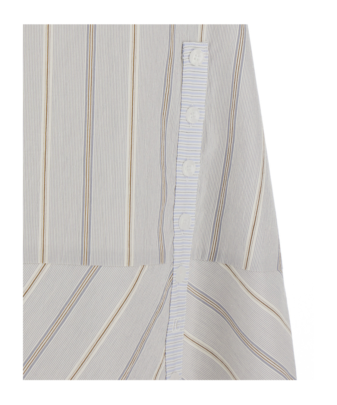 Low Classic Blue Cotton Dress With Spaghetti Straps And All-over Striped Motif In White