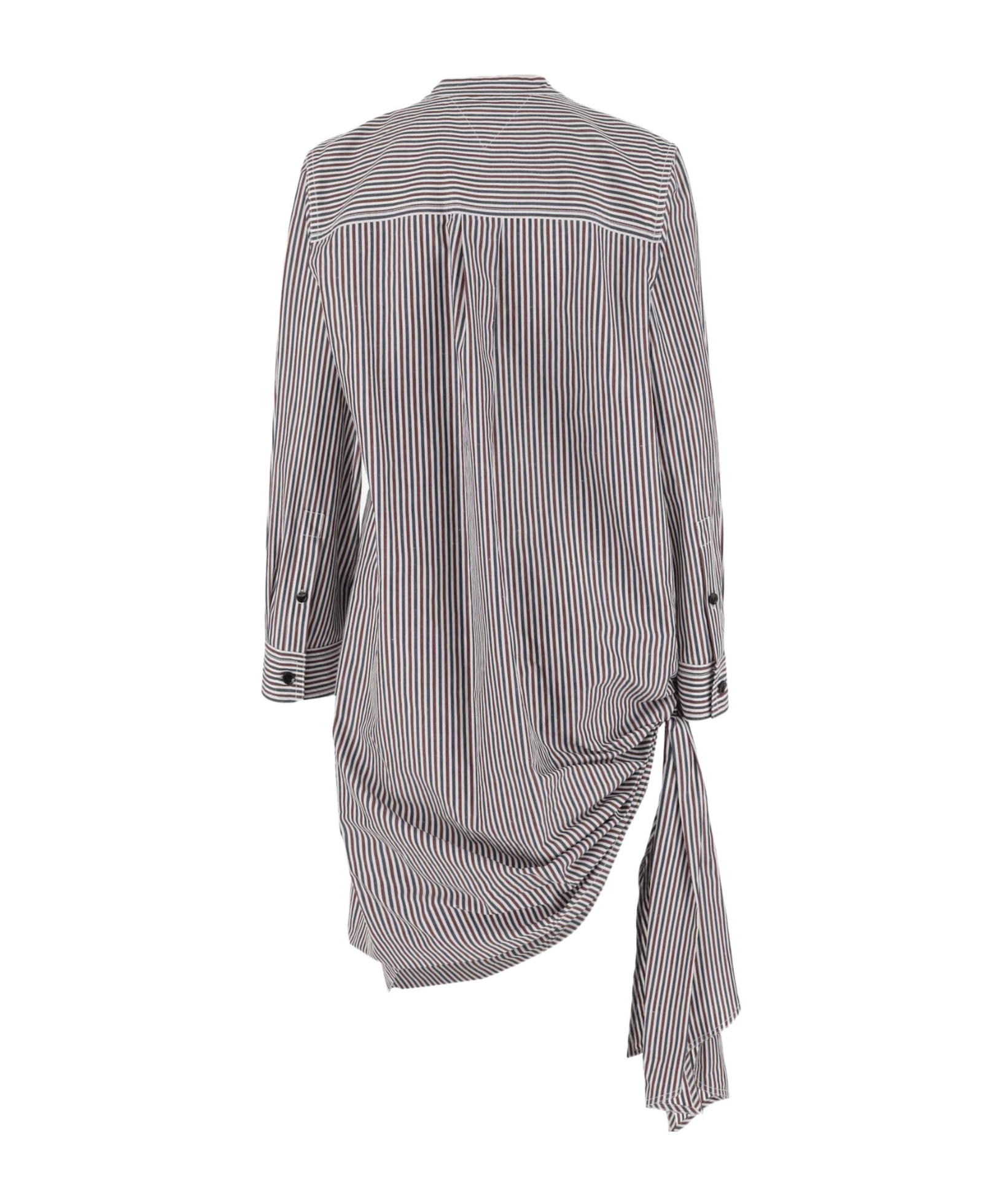 Bottega Veneta Striped Chemisier Dress With Knot Detail In Gray