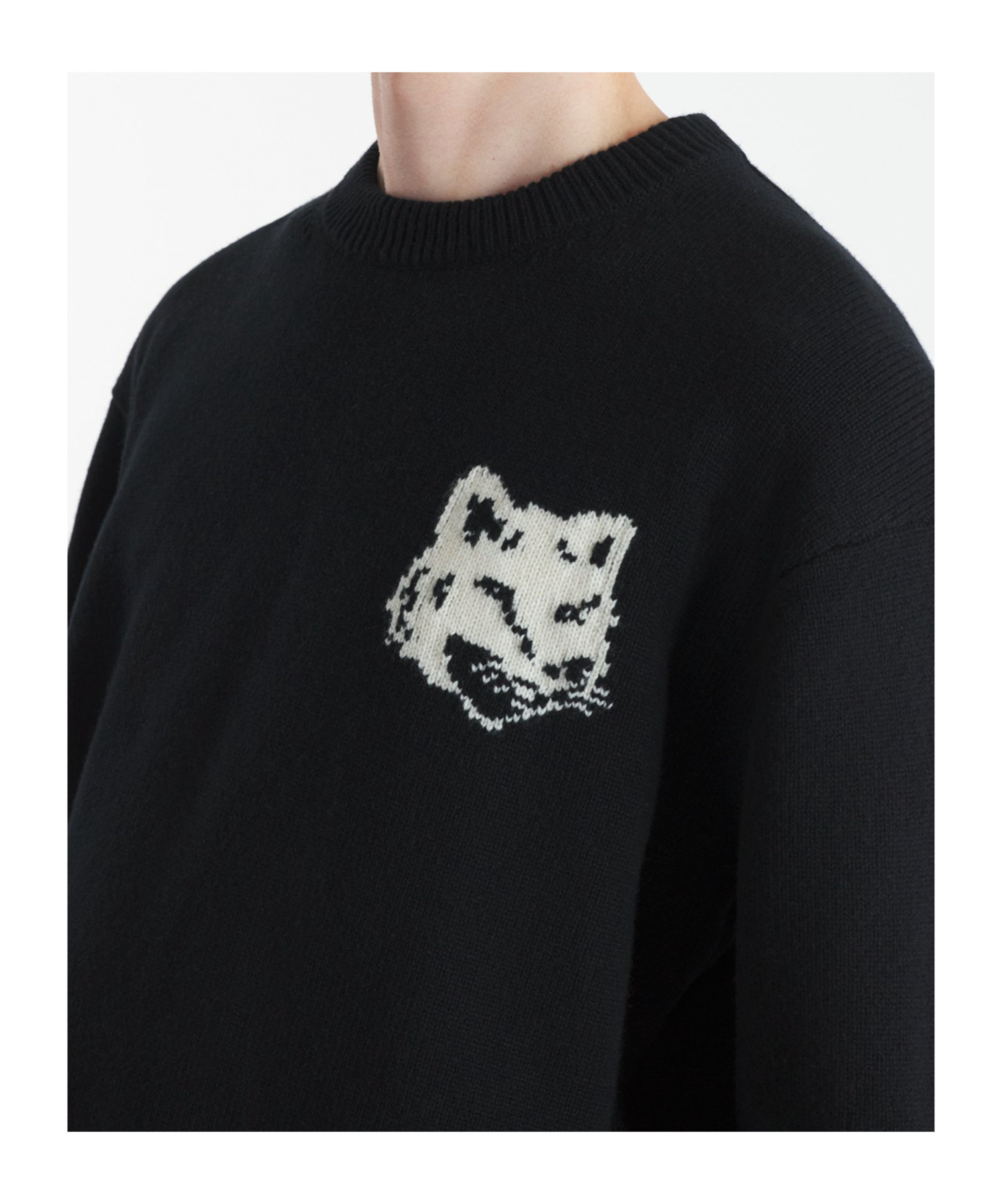 Shop Maison Kitsuné Fox Head Intarsia-knit Jumper In Black
