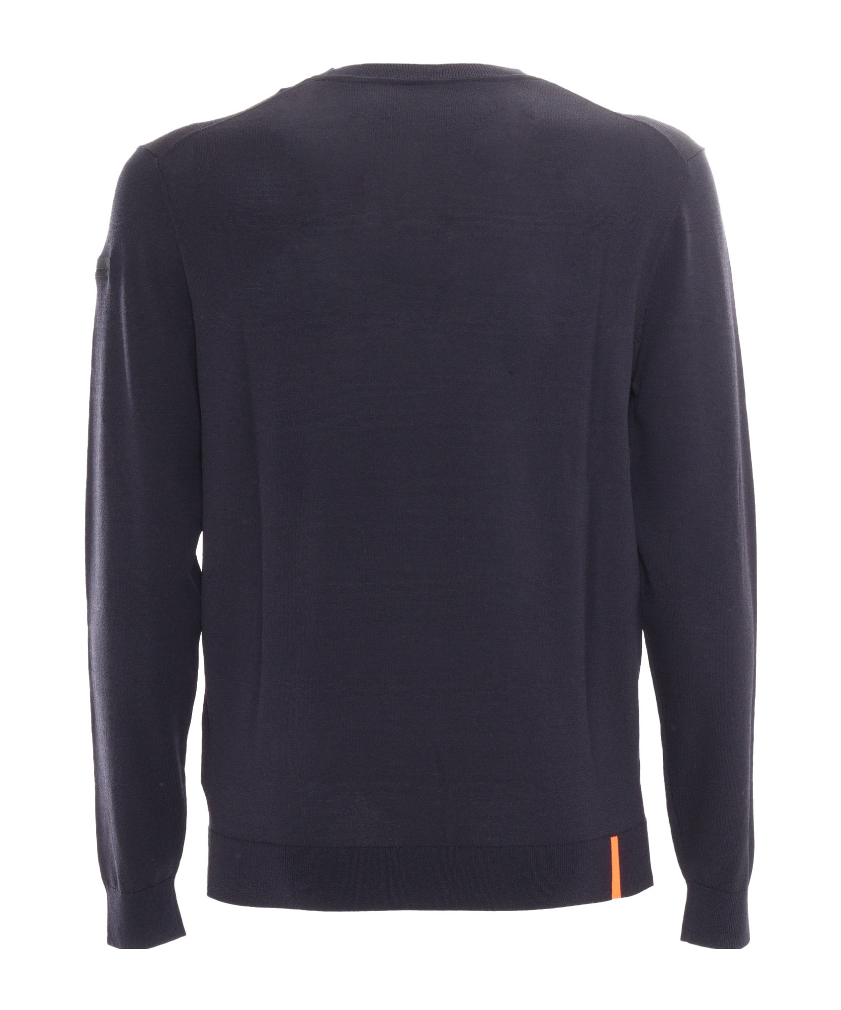 Rrd Round Knit Sweater With Contrasting Hem Detail In Blue