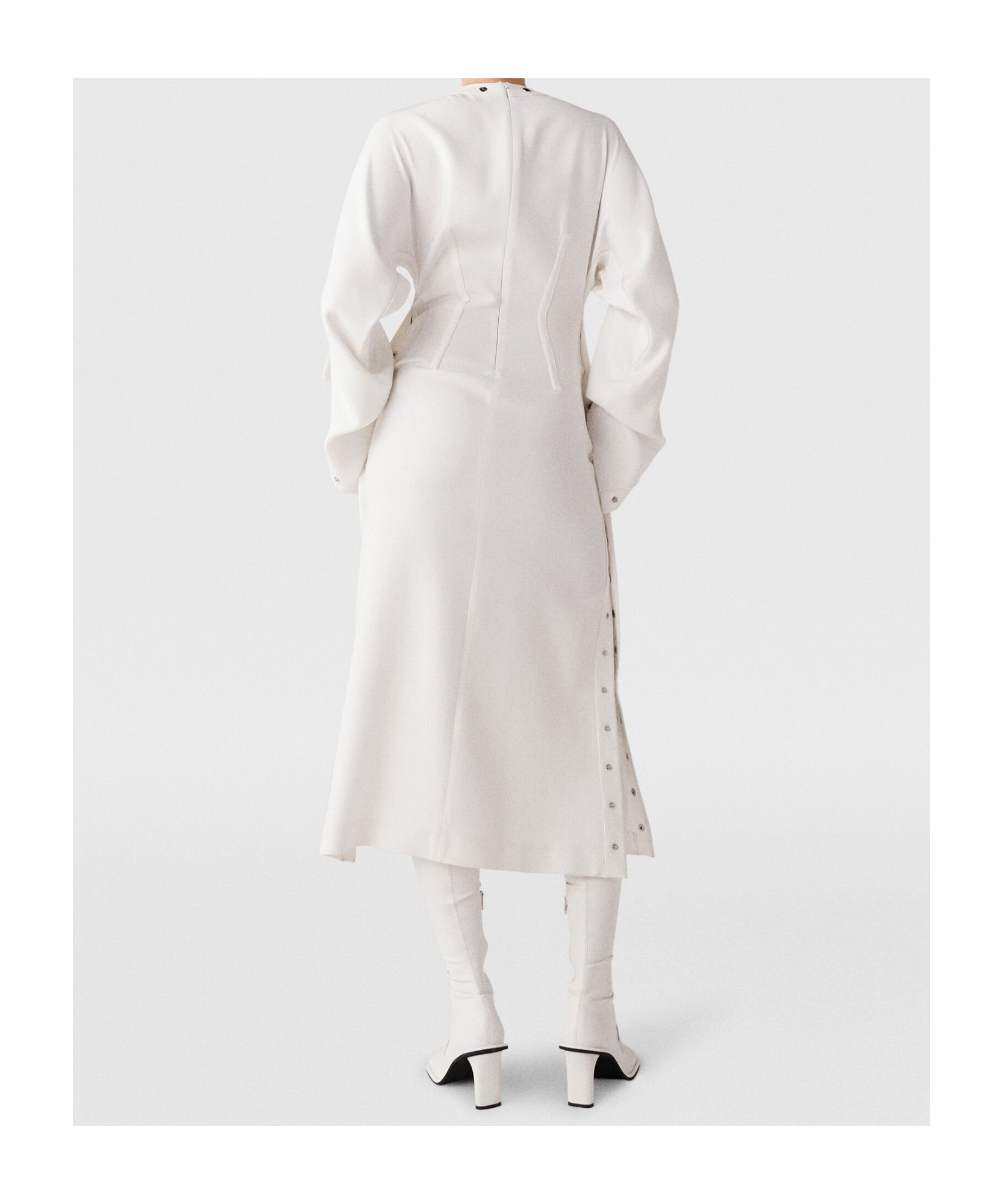 Stella Mccartney Long-sleeved Rivet Mid-length Dress In White