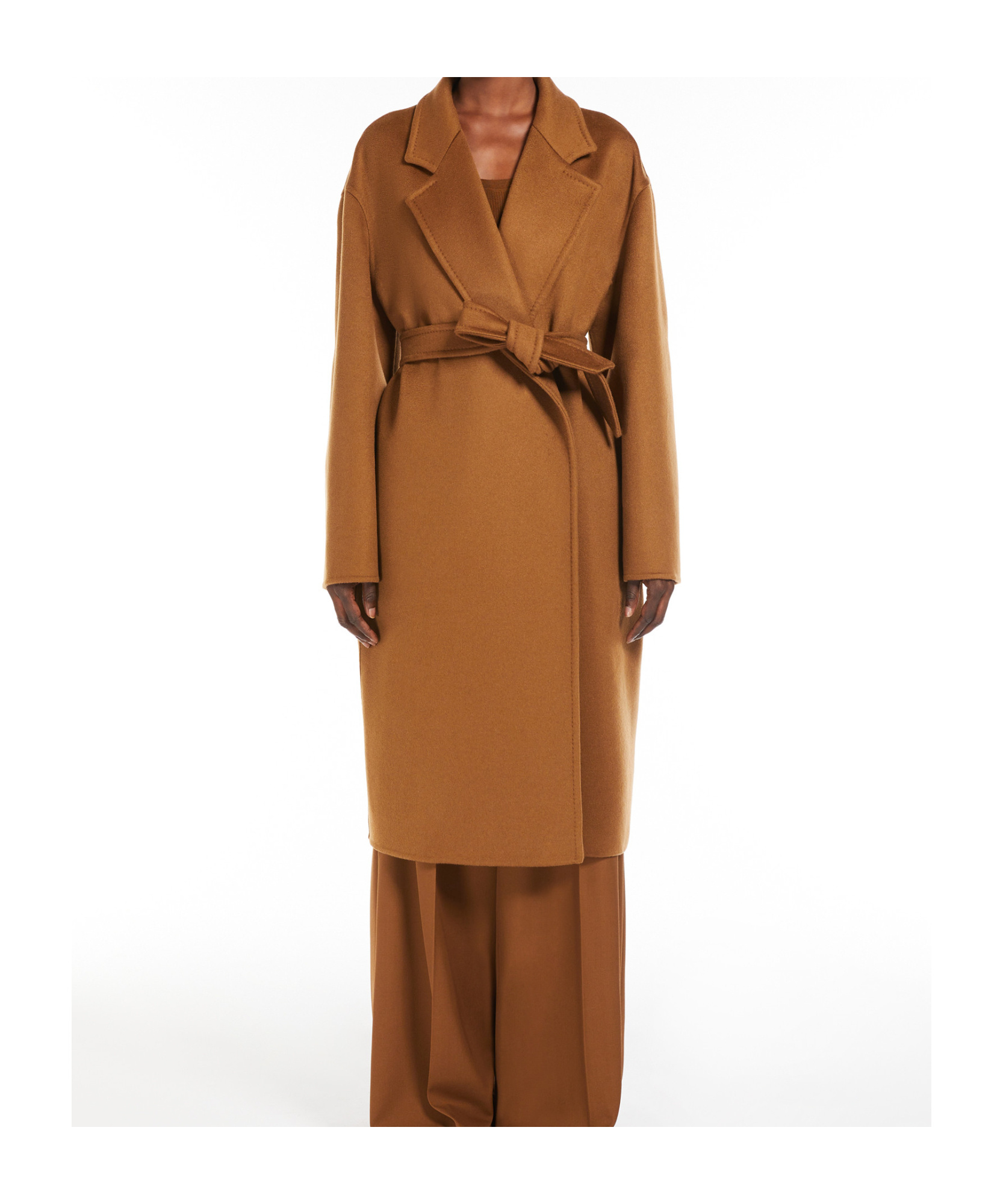 Max Mara Belted Waist Camel Coat With Detachable Belt In Brown