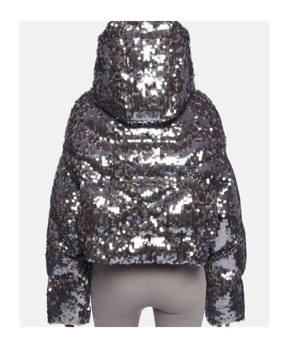 Khrisjoy Crop Iconic Milano In Macro Sequins Silver In Gray
