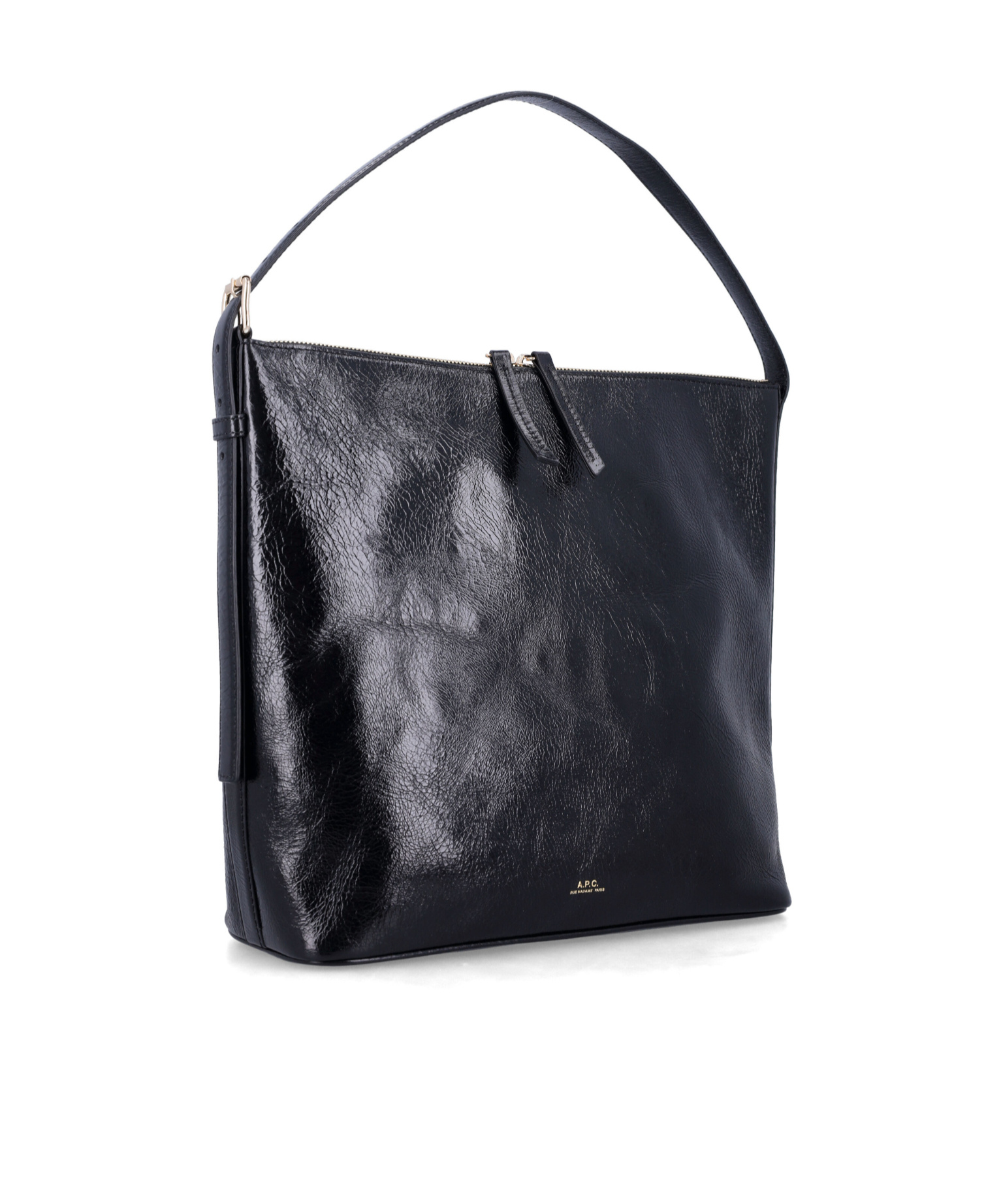 Apc A.p.c. Spacious Black Leather Vera Maxi Bag In Black