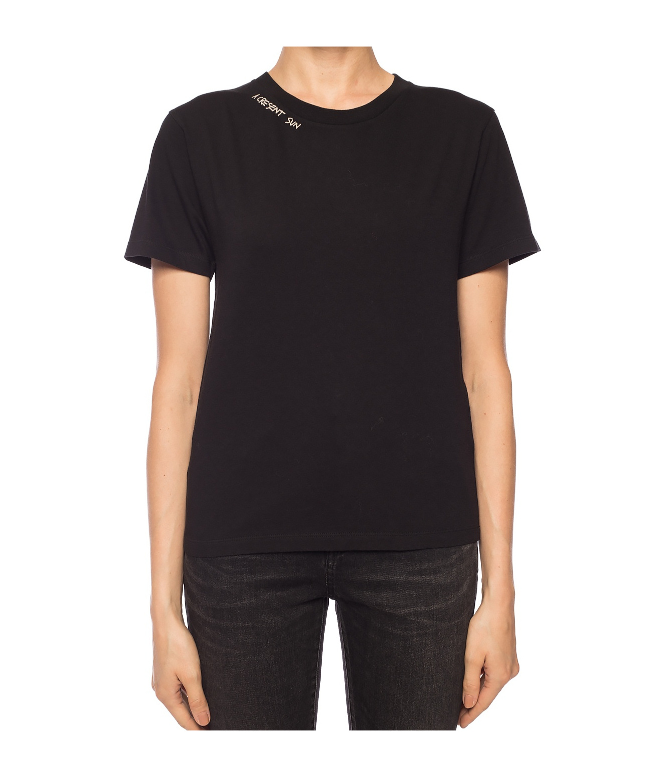 Saint Laurent Slogan Detail T-shirt In Black