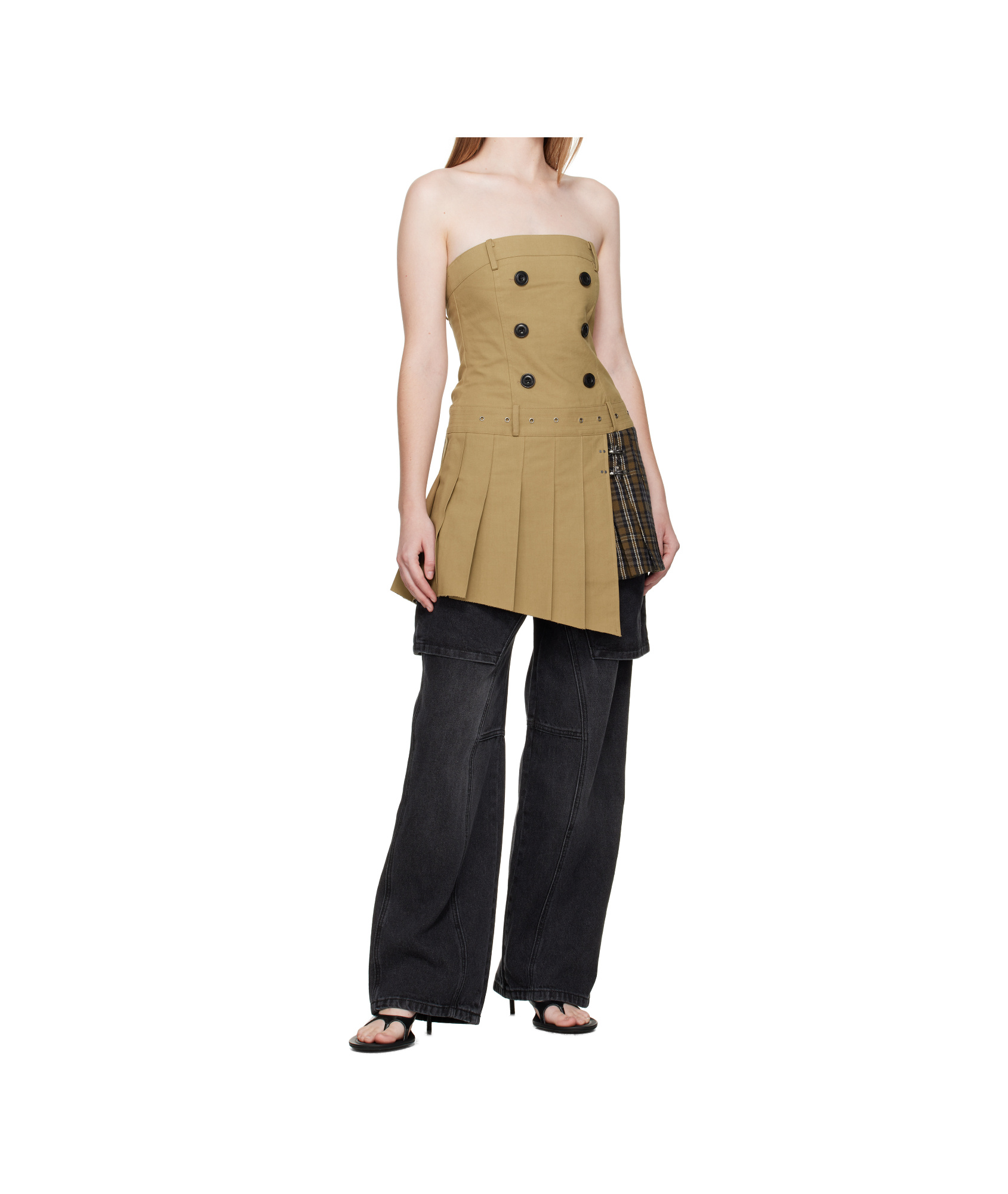 Andersson Bell Double Pleats Trench Dress In Brown