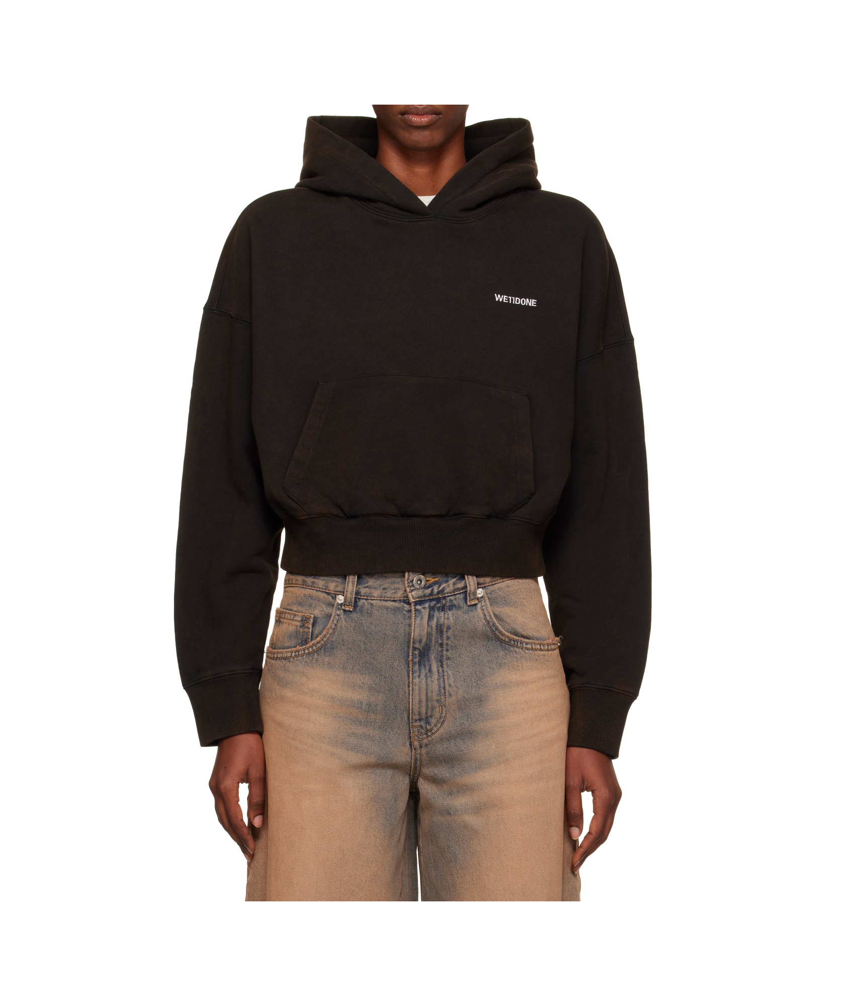 We11 Done Logo Hoodie In Brown