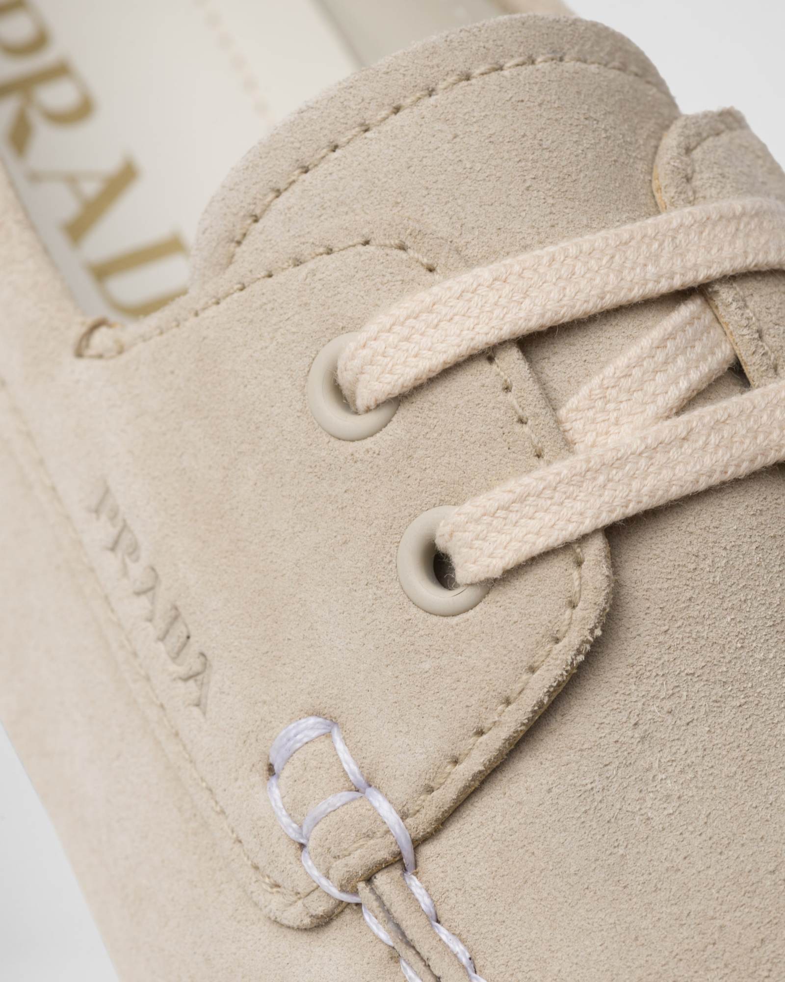 Prada Suede Driving Shoes In Nude