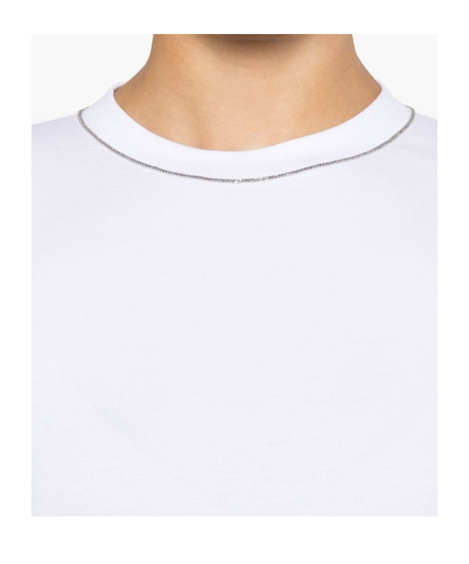 Brunello Cucinelli Woman T-shirt White Size Xl Cotton, Elastane, Brass In White