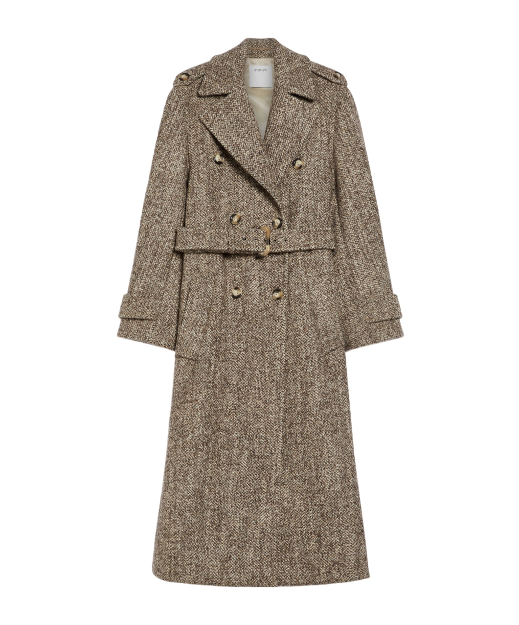 Sportmax Melange Brown Wool Blend Denaro Coat In Gray