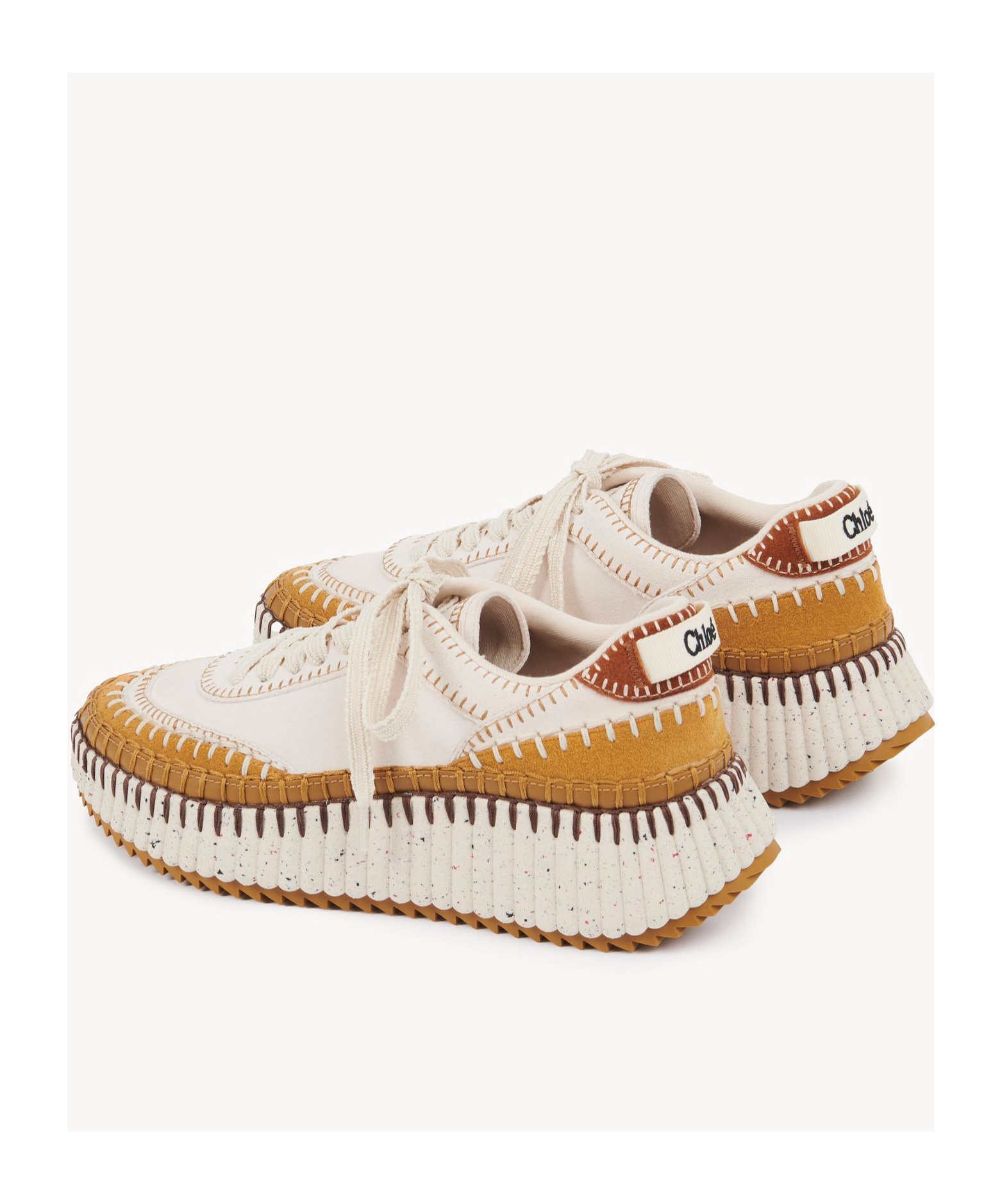 Chloé Chloe Nama Panelled Suede Sneakers In White