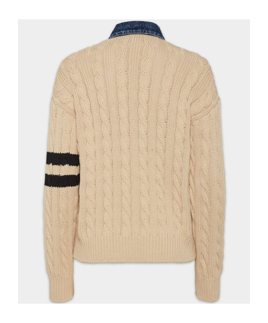 Dsquared2 Cable-knitt Cardigan In Nude