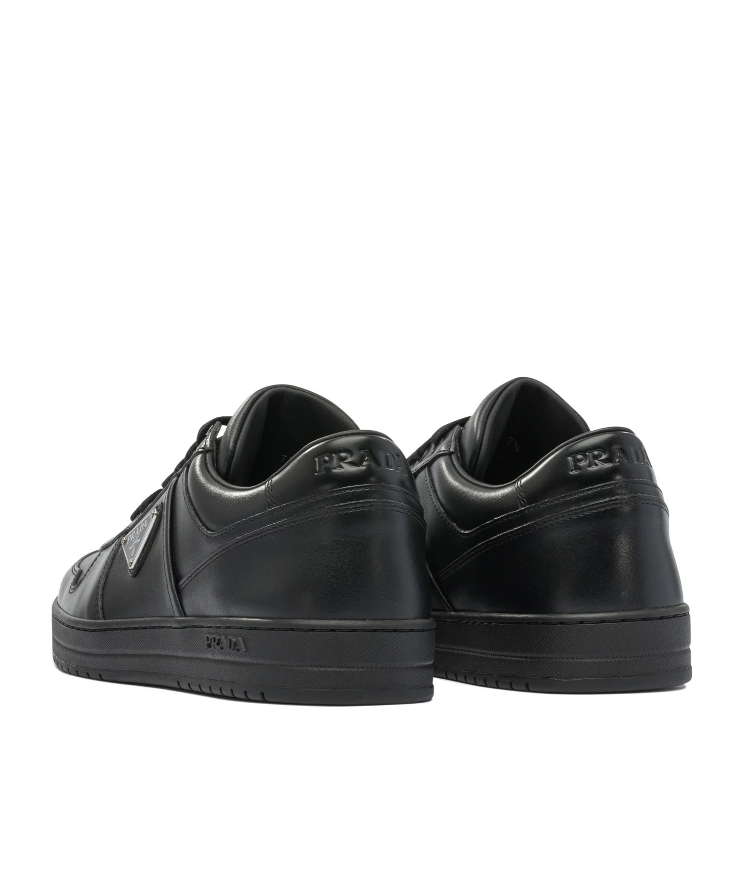 Prada Side Triangular Logo Low-cut Laced Casual Sneakers In Black