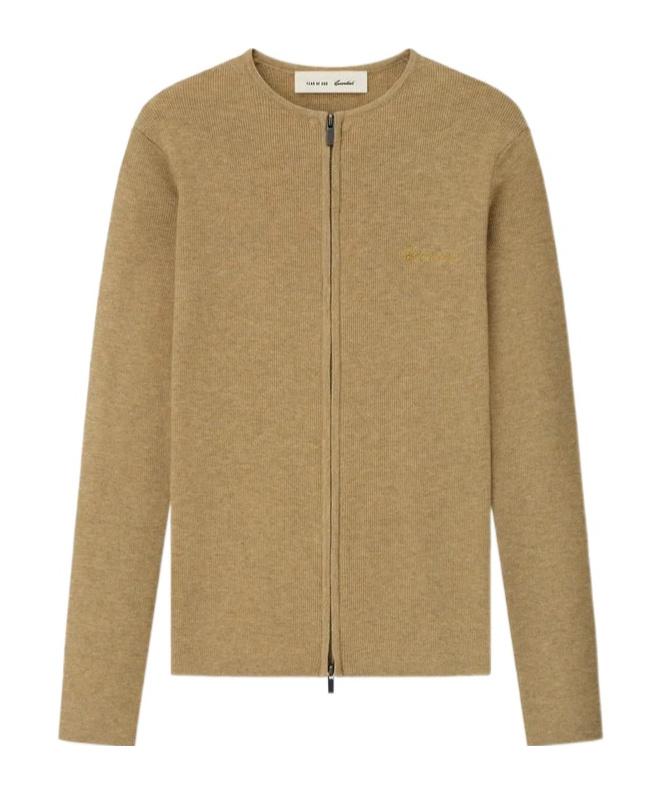 Essentials Logo-embroidered Cardigan In Nude
