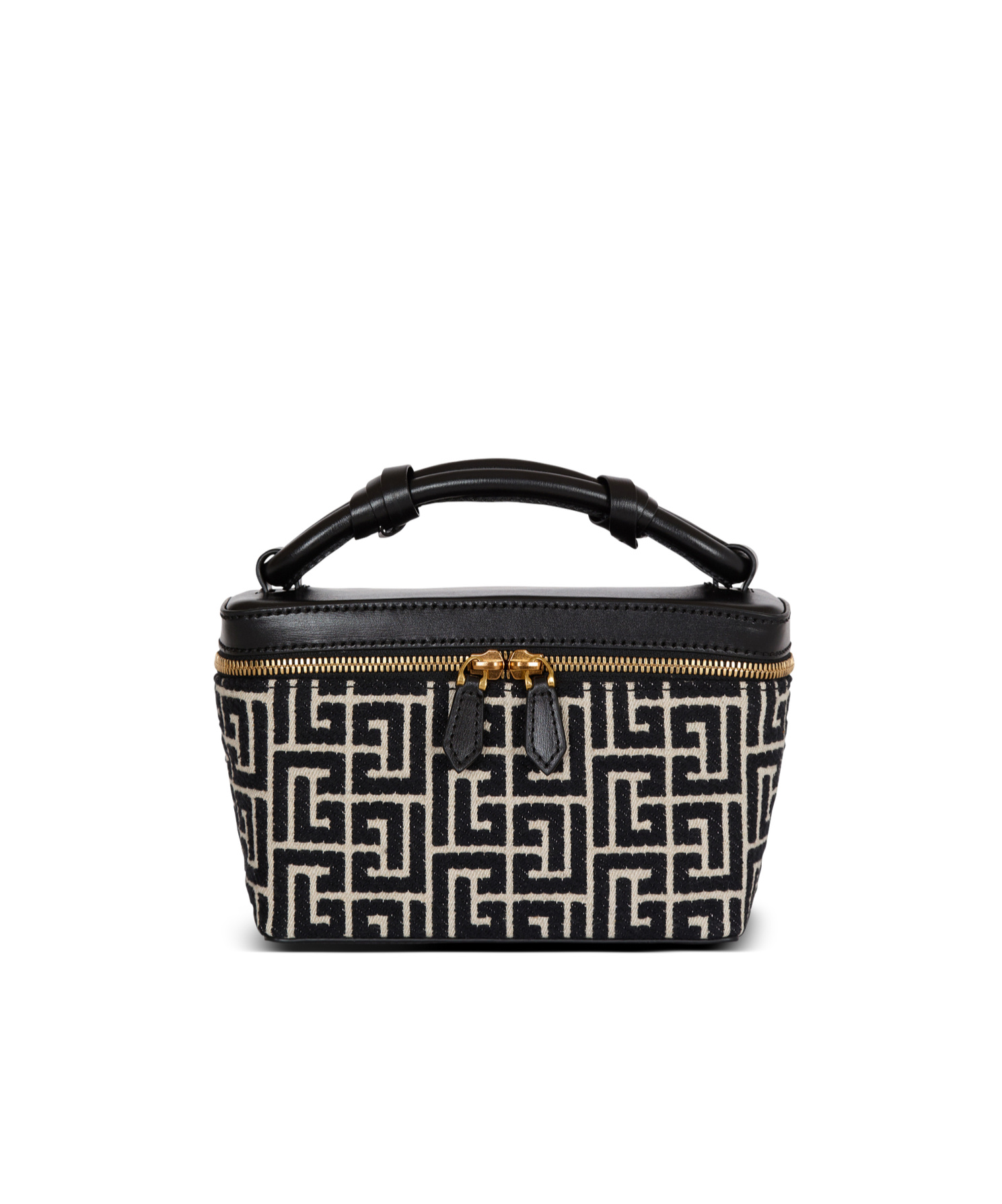 Balmain B-army Vanity Case In Monogrammed Canvas And Leather