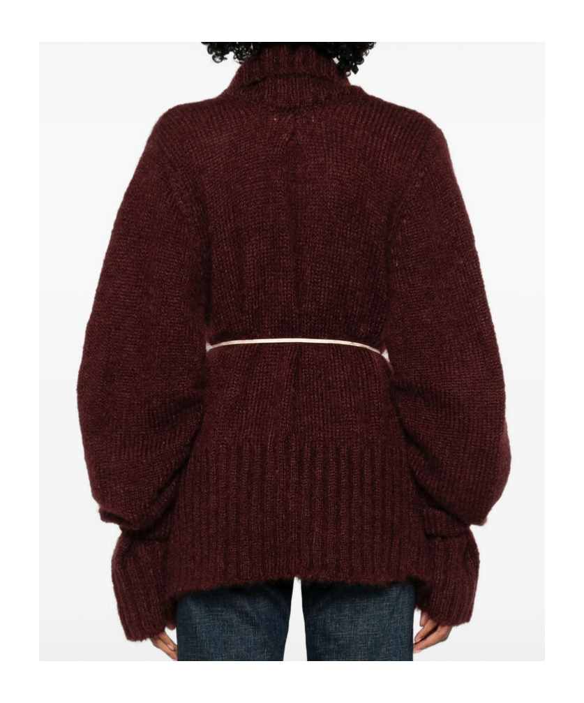 Dries Van Noten Lace-up Cardigan Sweater In Red
