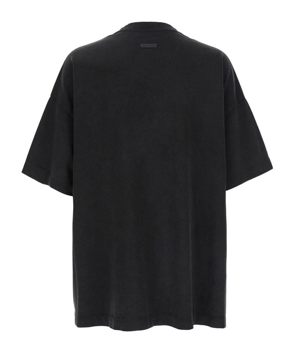Fear Of God Eternal Black Crewneck T-shirt With Tonal Embroidery On The Front And Logo Patch On The Rear In Cott In Black