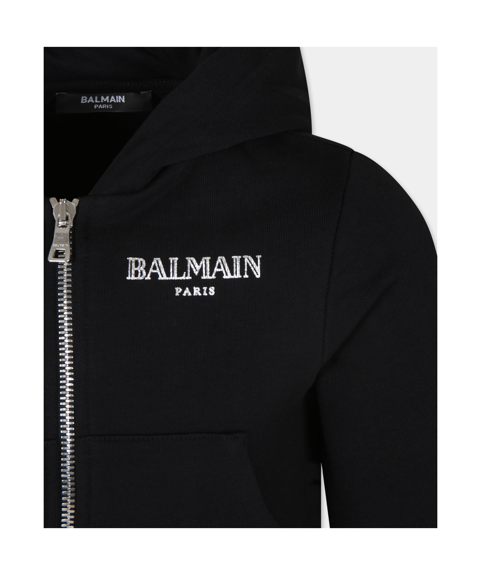 Balmain Logo-embroidered Zip-fastening Hoodie In Black