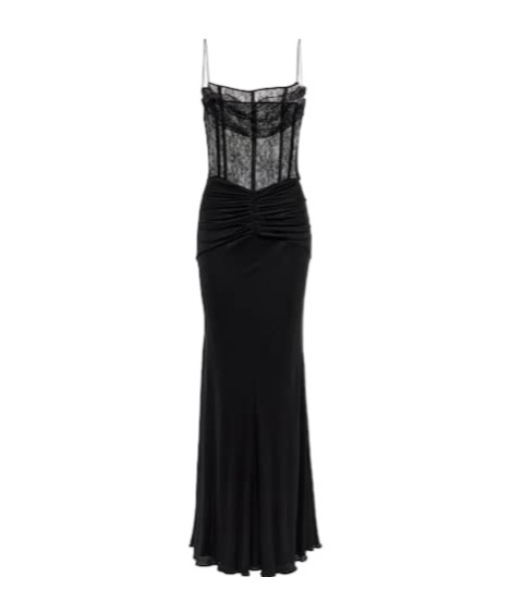 Alessandra Rich Laminated Jersey Maxi Dress In Black