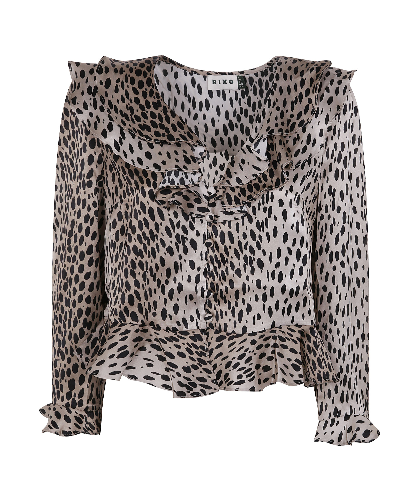 RIXO LONDON ANIMAL-PRINT SILK BLOUSE