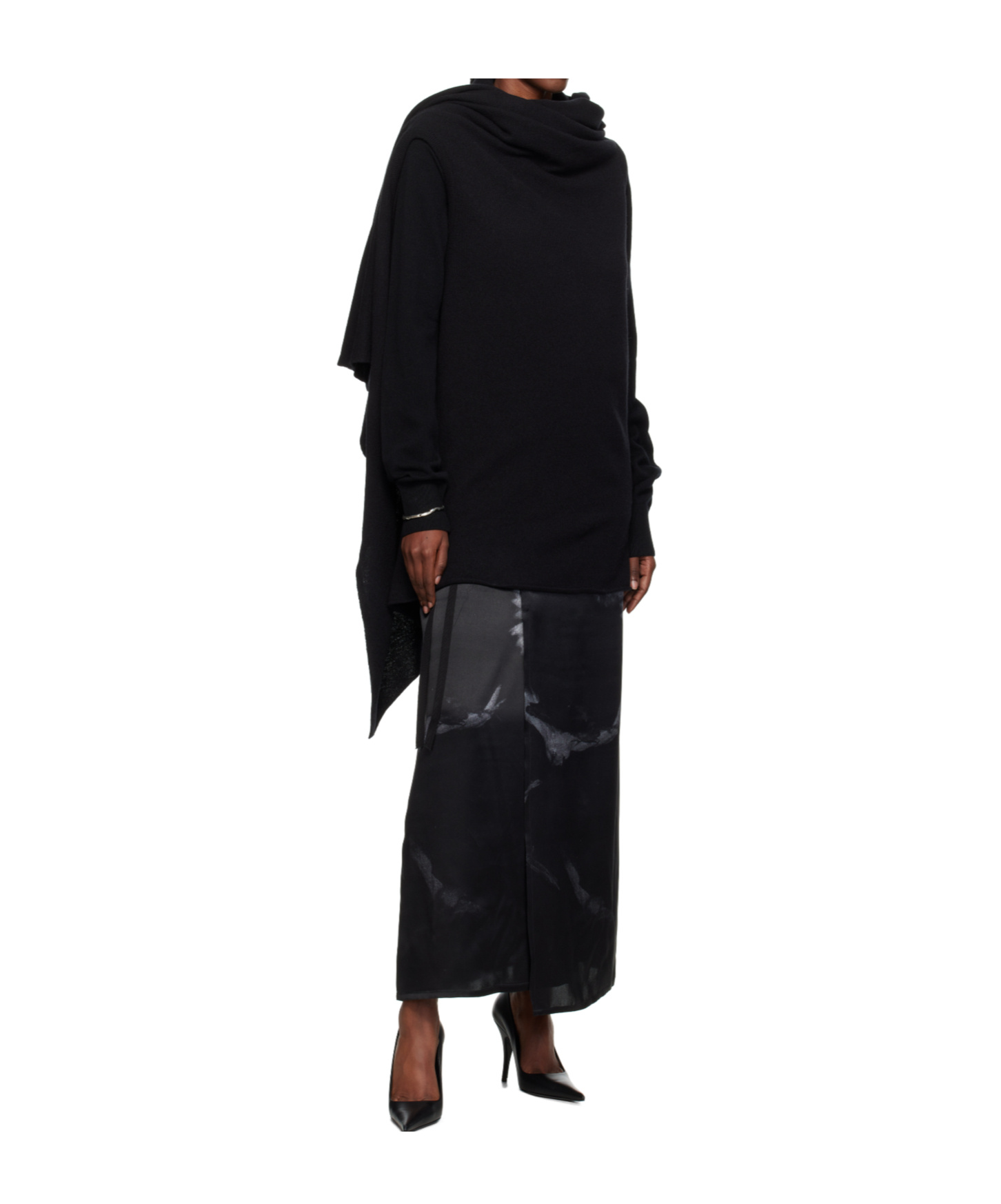 Ann Demeulemeester Nadine 3 Holes Turtleneck Sweater In Black