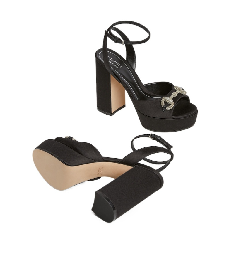 Gucci Damensandale Mit Plateausohle Und Horsebit In Black