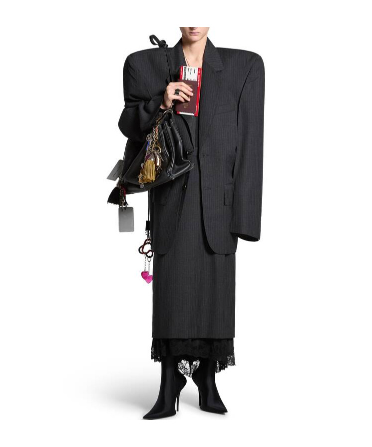 Balenciaga Striped Buttoned Blazer In Black