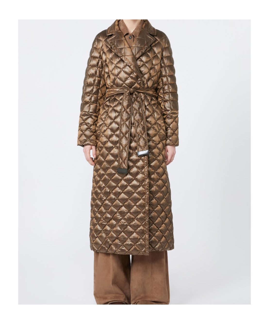 Max Mara Quilted Down Jacket In Brown