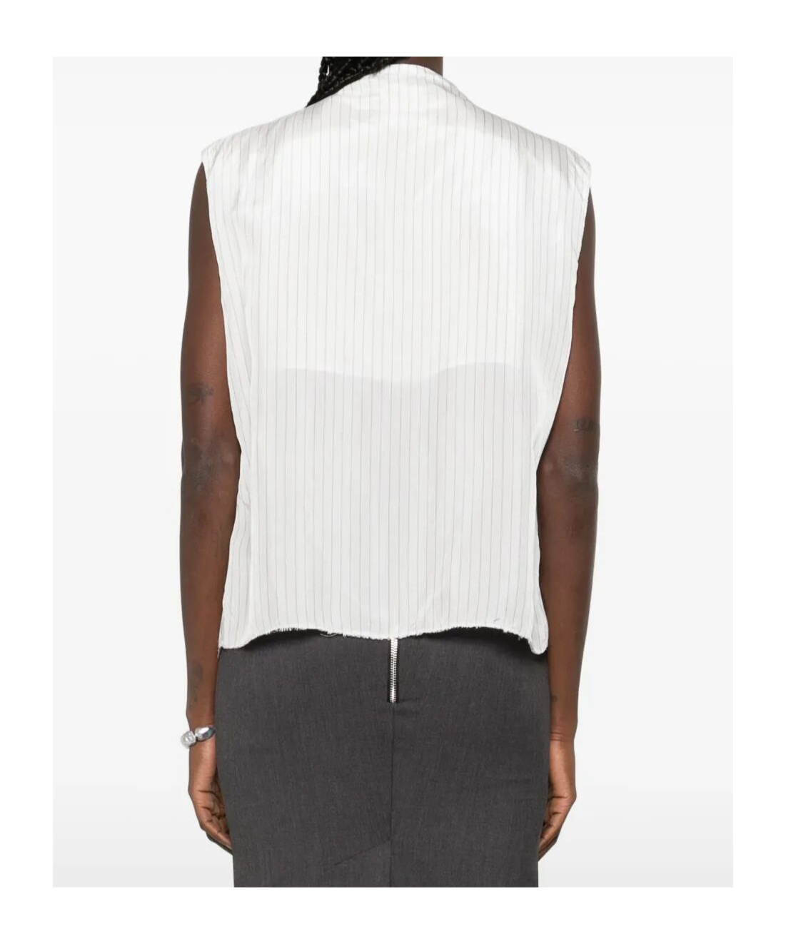 Federico Cina Pinstripe Sleeveless Blouse In White