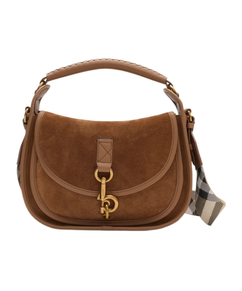 Burberry Small B Clip Messenger Bag In Brown
