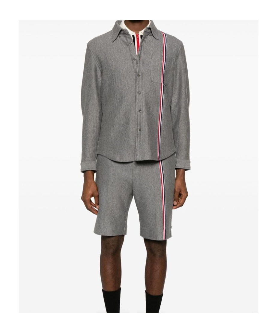 THOM BROWNE RWB-STRIPE COTTON OVERSHIRT