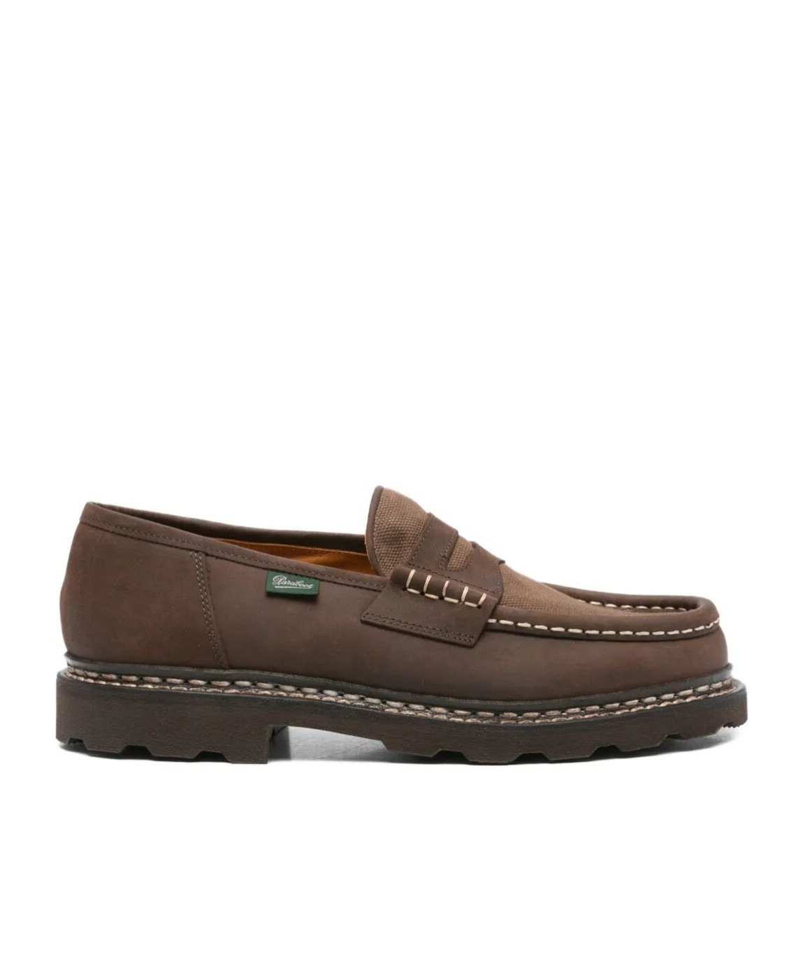 Paraboot Reims Suede Loafers With Canvas Inserts