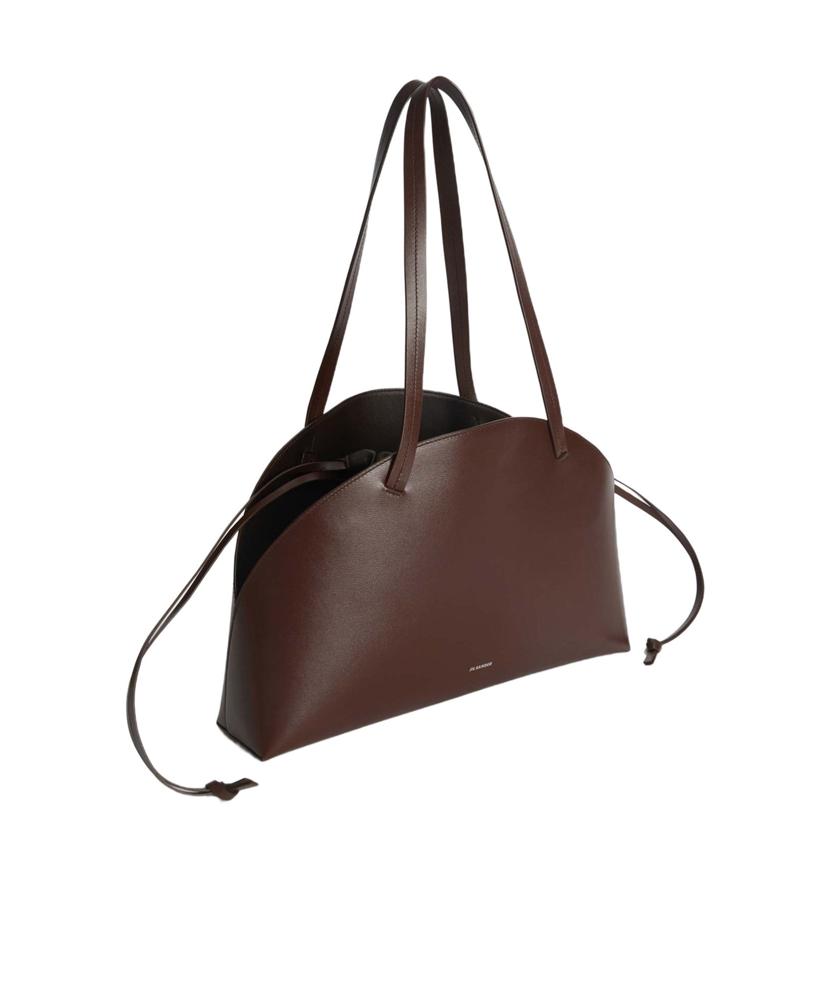 Jil Sander Curved Medium Shoulder Bag In Brown