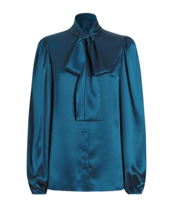 Dolce & Gabbana Pussybow-collar Blouse In Blue