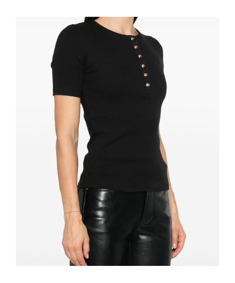 Shop Anine Bing Crew Neck Short Sleeve Top In Black