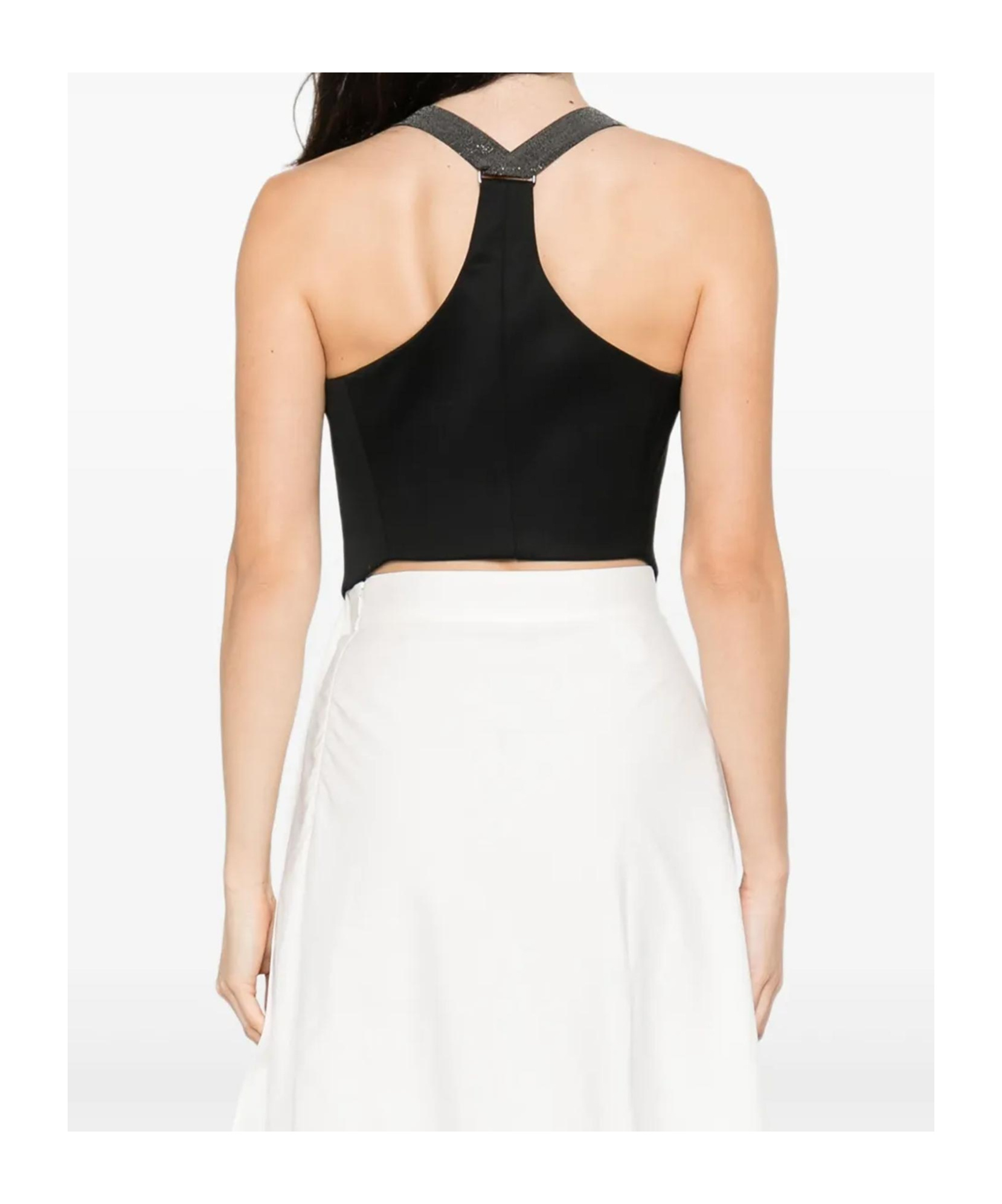 Brunello Cucinelli Glitter-strap Buttoned Waistcoat In Black