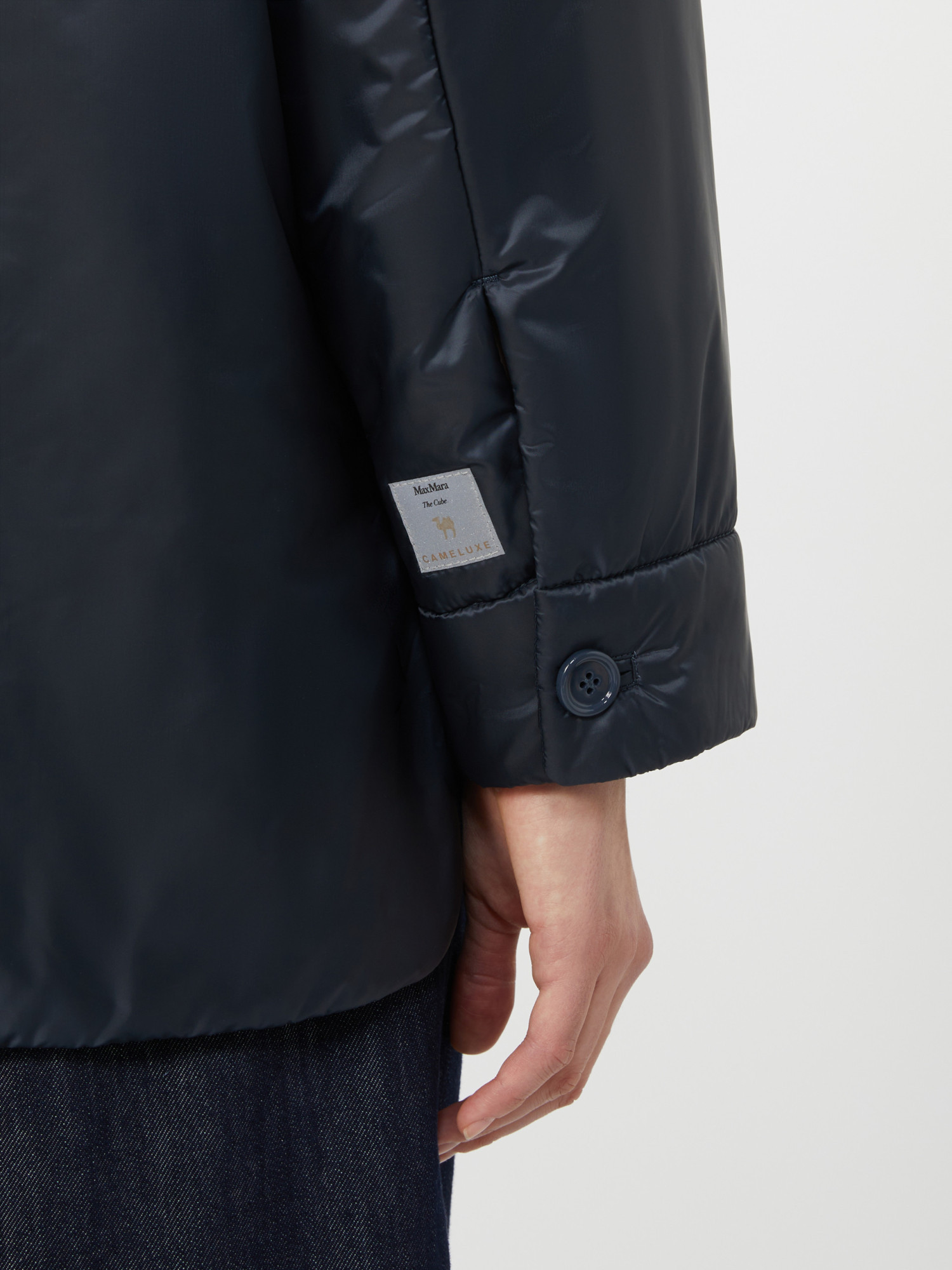 Max Mara Padded Shirt Jacket In Water-repellent Canvas In Blue