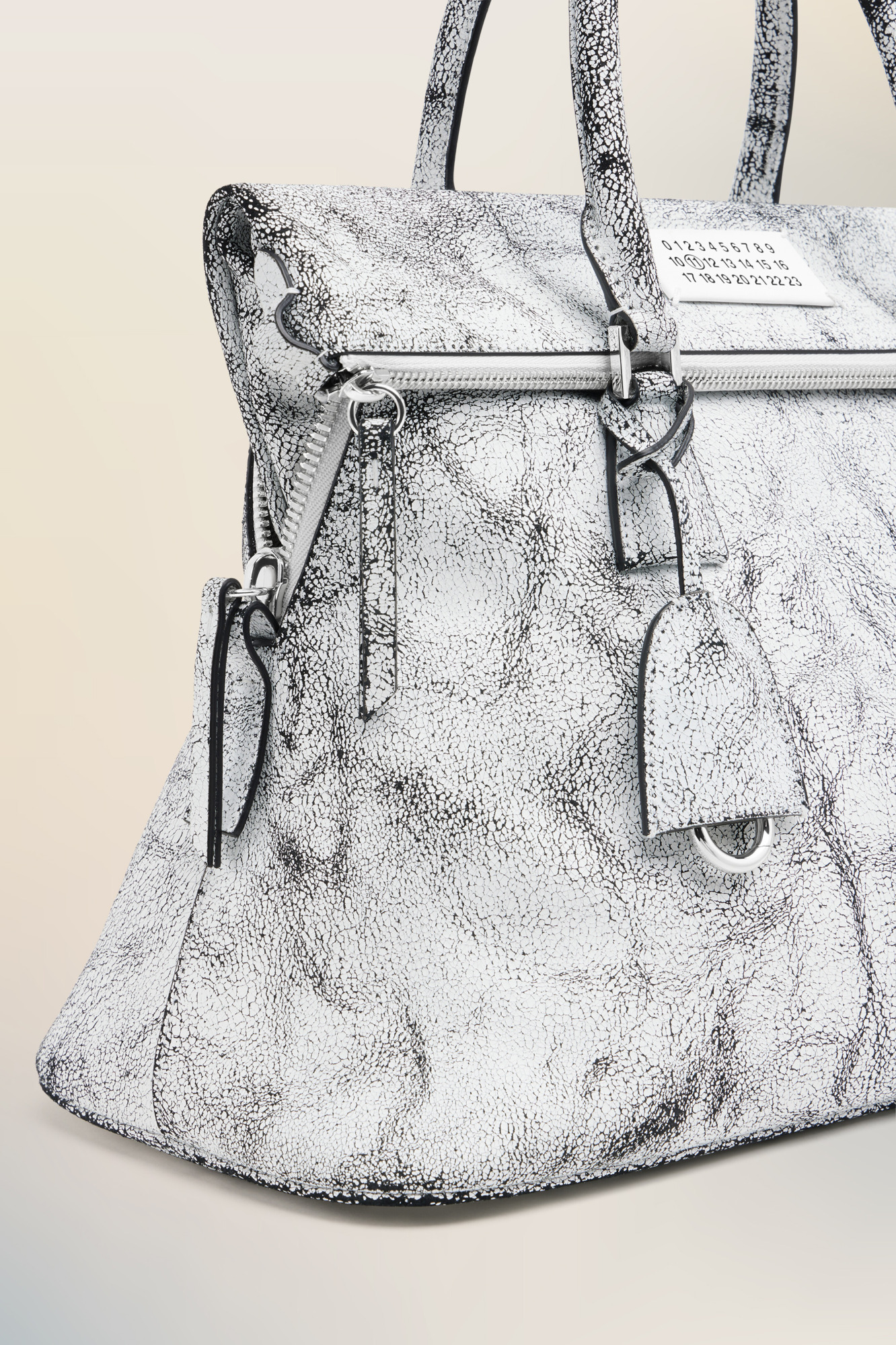 Maison Margiela Textured Leather Shoulder Bag With Top Handles In White