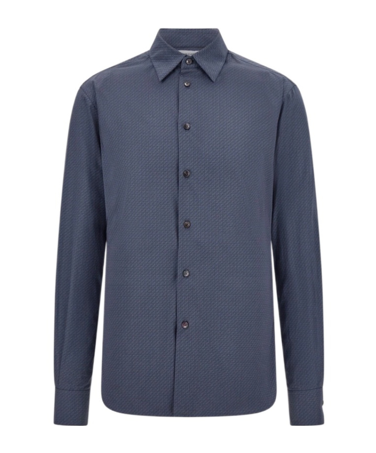 Ferragamo Micro-patterned Shirt In Blue