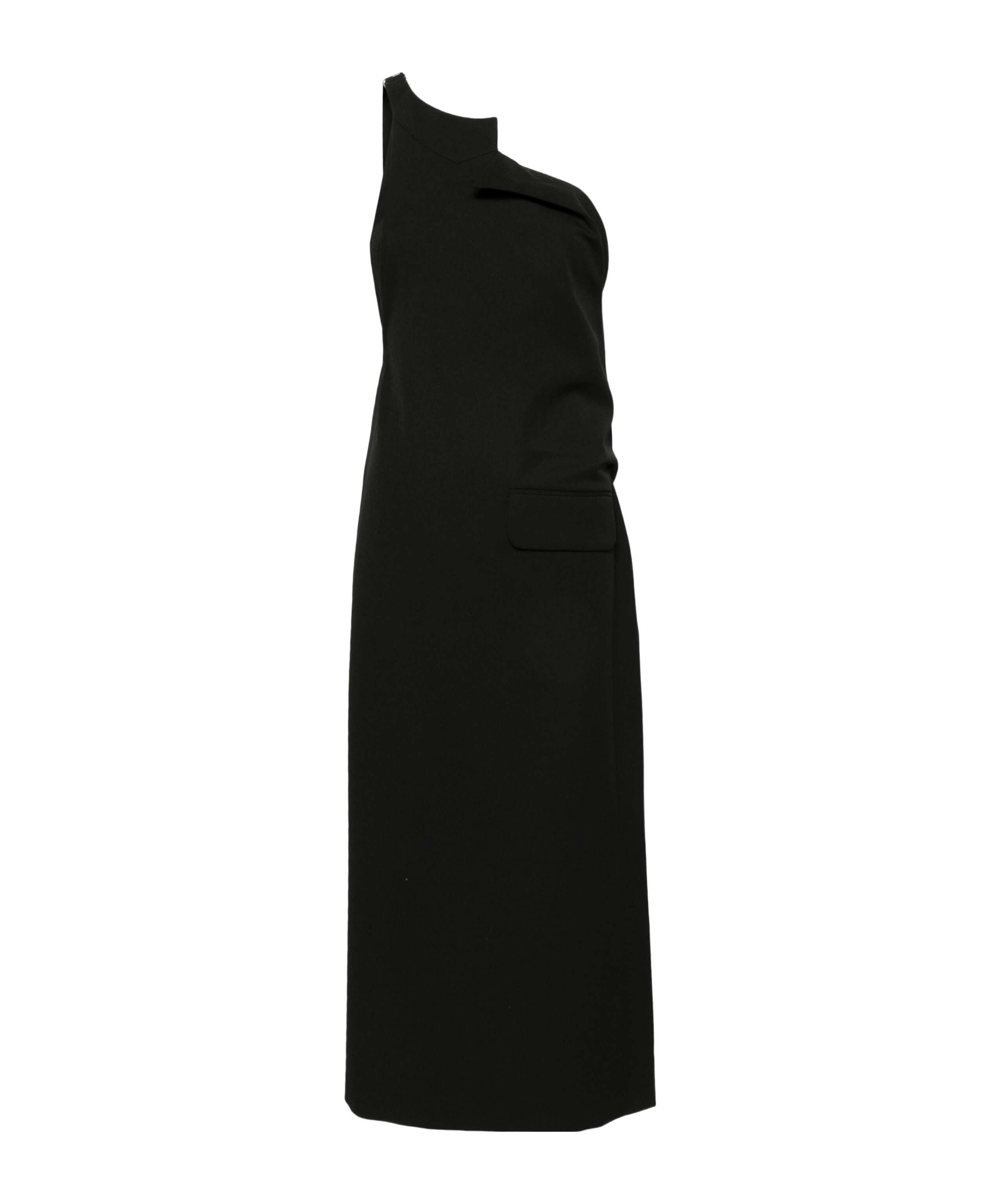 Mm6 Maison Margiela Asymmetric-neck Twill Top In Black