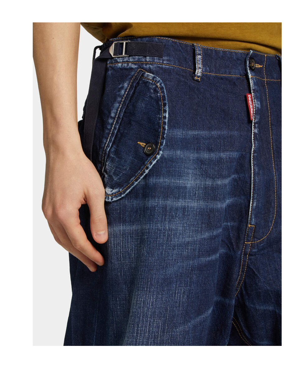Dsquared2 Be Cool Be Nice Utility Wide Denim Pant In Blue