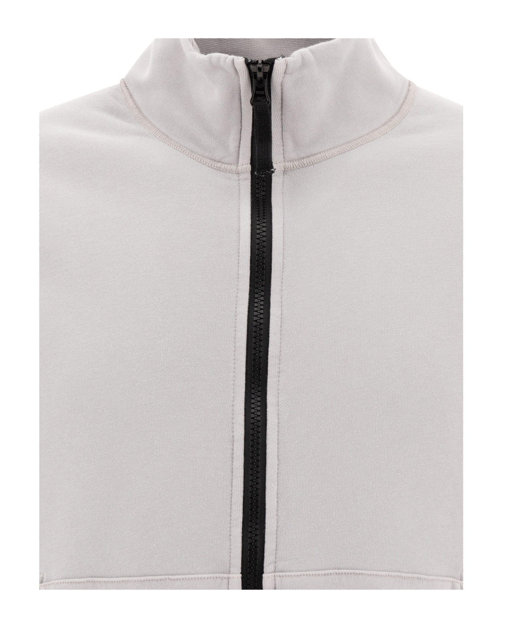 Stone Island Long-sleeved Zipper Sweatshirt In Gray
