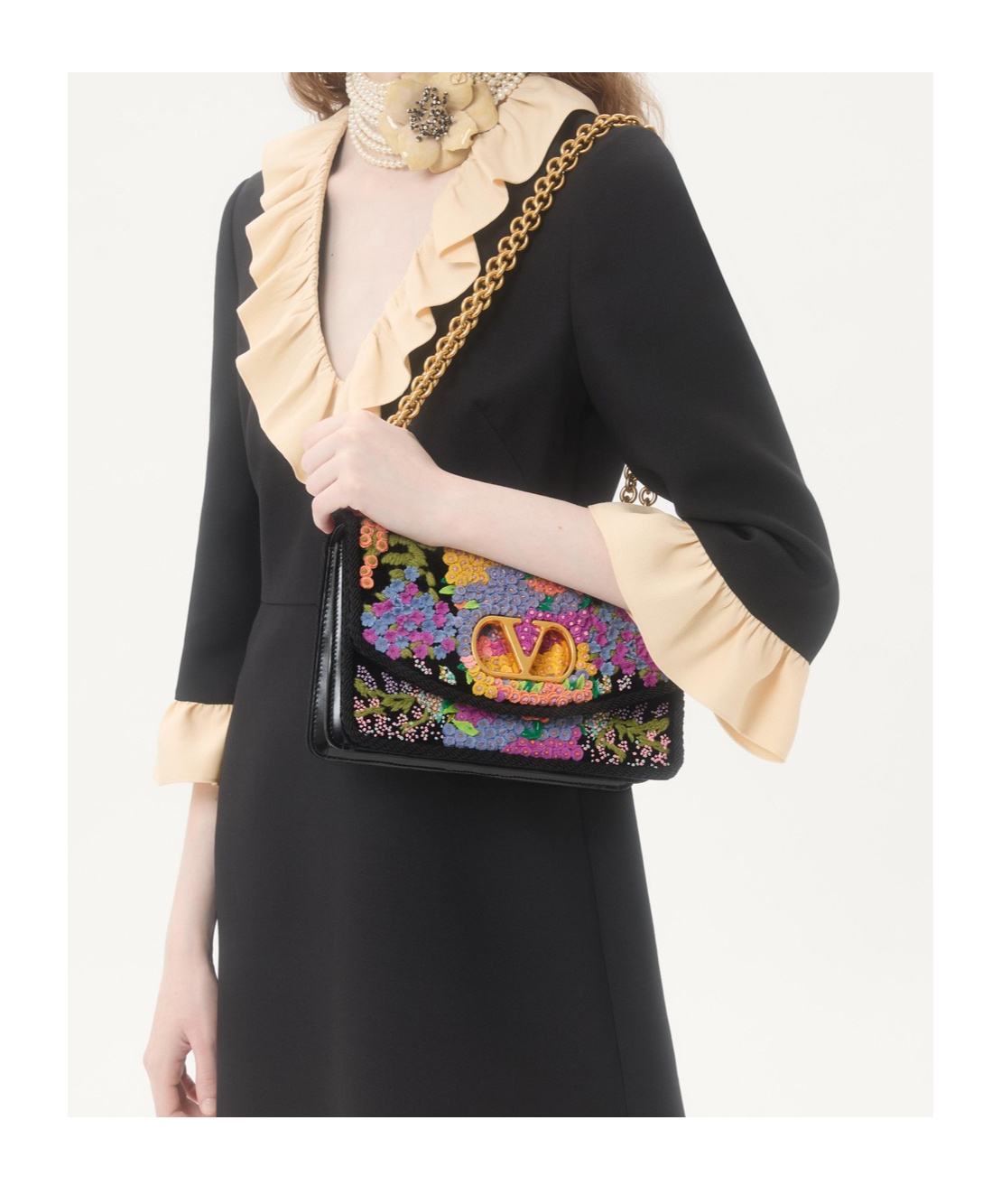 Valentino Garavani Garavani Vain Embroidered Shoulder Bag Woman Multicolour Uni In Multi